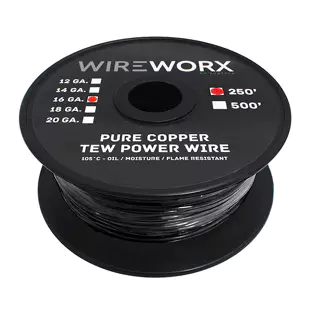Wireworx TEW Power Wire (16 Ga. - Black - OFC - 250 ft.)     PW-16BK