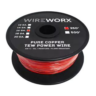 Wireworx TEW Power Wire (16 Ga. - Red - OFC - 250 ft.)    PW-16RD